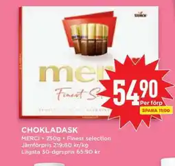 Willys Chokladask Merci erbjuda