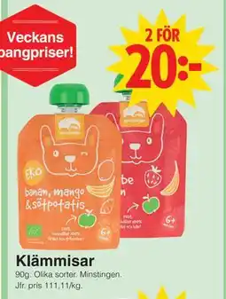 Matöppet Klämmisar erbjuda