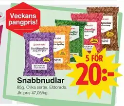 Matöppet Snabbnudlar erbjuda