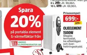 Spara 20% på portabla element & värmefläktar från GNOSJÖ KLIMATPRODUKTER AB