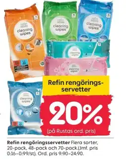 Rusta Refin rengöringsservetter erbjuda