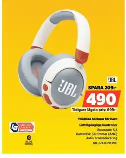 Power JBL Trådlösa hörlurar för barn JBLJR470NCWH erbjuda