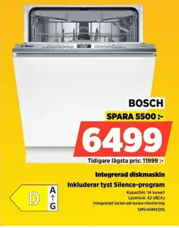 Power BOSCH Integrerad diskmaskin SMV4HMX01S erbjuda