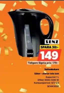 Power SENZ Vattenkokare SEWK1000 erbjuda
