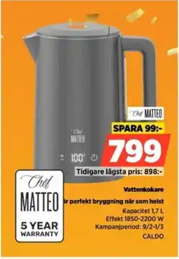 Power Chef Matteo Vattenkokare CALDO erbjuda