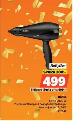 Power BaByliss Hårfön P1294E erbjuda