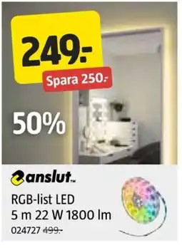 Jula RGB-list LED 5m 22W 1800 Im erbjuda