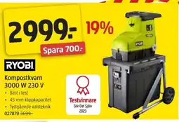 Jula RYOBI Kompostkvarn 3000W 230V erbjuda