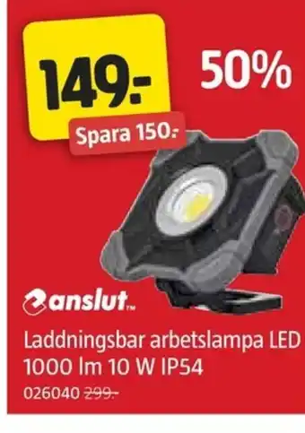 Laddningsbar arbetslampa LED 1000 Im 10 W IP54