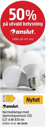 Jula Normallampa med skymningssensor LED E27 4 W 470 Im erbjuda