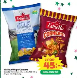 Coop Estrella Västkustchips/Corners erbjuda