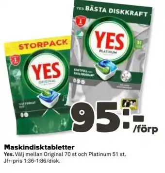 Coop YES Maskindisktabletter erbjuda