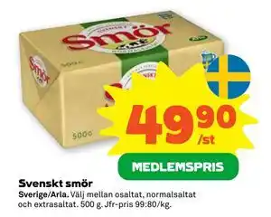Svenskt smör, Medlemspris