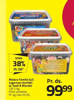 Fleggaard Malaco Familie Guf, Lagerman Konfekt el. Godt & Blandet erbjuda
