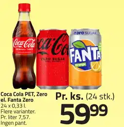 Fleggaard Coca Cola PET, Zero el. Fanta Zero erbjuda