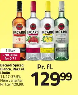 Fleggaard Bacardi Spiced, Blanca, Razz el. Limón erbjuda