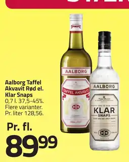 Fleggaard Aalborg Taffel Akvavit Rød el. Klar Snaps erbjuda
