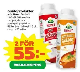 Stora Coop Gräddprodukter Arla Köket erbjuda