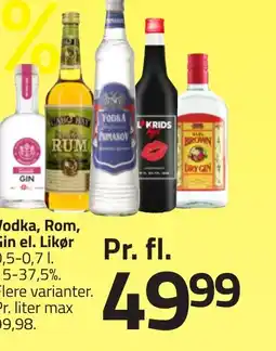 Fleggaard Vodka, Rom, Gin el. Likør erbjuda