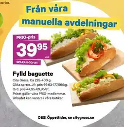 City Gross Fylld baguette, Pris i appen erbjuda