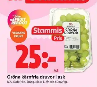 ICA Kvantum Gröna kärnfria druvor i ask erbjuda