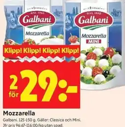 ICA Kvantum Mozzarella erbjuda