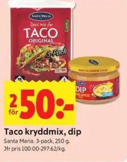 ICA Kvantum Taco kryddmix, dip erbjuda