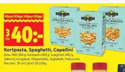 ICA Kvantum Kortpasta, spaghetti, capellini erbjuda