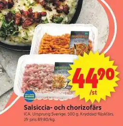 ICA Supermarket Salsiccia- och chorizofärs erbjuda