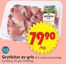 ICA Supermarket Grytbitar av gris erbjuda