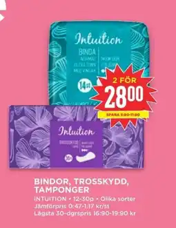 Willys INTUITION Bindor, trosskydd, tamponger erbjuda