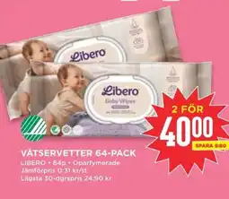 Willys LIBERO Våtservetter 64-pack erbjuda