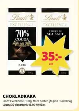 Tempo Lindt Excellence Chokladkaka erbjuda