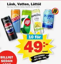 Pekås Läsk, Vatten, Lättöl erbjuda