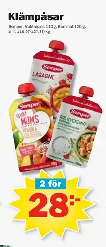 Pekås Klämpåsar erbjuda