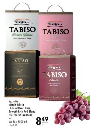 Citti Marais Tabiso Chenin Blanc, Rosé, Smooth Rich Red Blend eller Shiraz Grenache, EUR 8.49 erbjuda