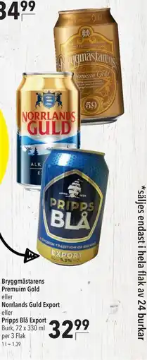 Citti Bryggmästarens Premuim Gold eller Norrlands Guld Export eller Pripps Blå Export, EUR 32.99 erbjuda