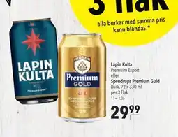 Citti Lapin Kulta Premuim Export eller Spendrups Premium Guld Burk, EUR 29.99 erbjuda