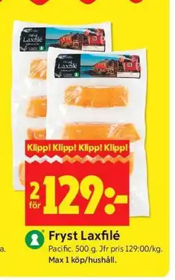 ICA Kvantum Fryst Laxfilé erbjuda