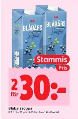 ICA Kvantum Blåbärssoppa, Medlemspris erbjuda
