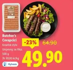 Lidl Butcher's cevapcici erbjuda