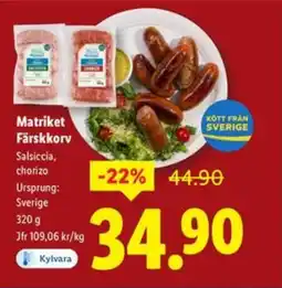 Lidl Matriket färskkorv erbjuda