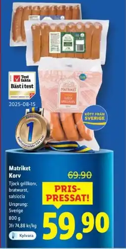 Lidl Matriket korv erbjuda
