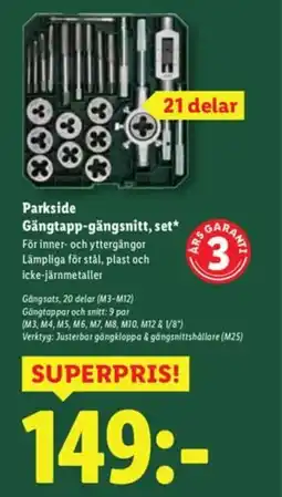 Lidl PARKSIDE Gängtapp-gängsnitt, set erbjuda