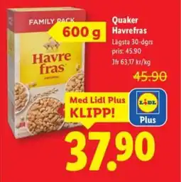 Lidl QUAKER Havrefras erbjuda