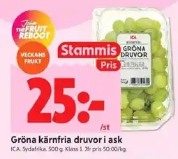 ICA Kvantum ICA Gröna kärnfria druvor i ask erbjuda