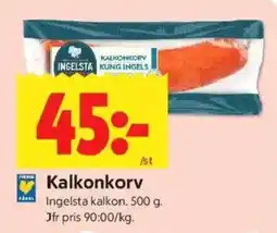 ICA Kvantum INGELSTA KALKON Kalkonkorv erbjuda