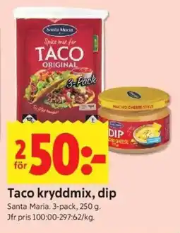 ICA Kvantum SANTA MARIA Taco kryddmix, dip erbjuda
