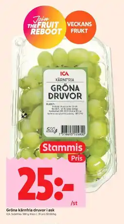 ICA Kvantum ICA Gröna kärnfria druvor i ask erbjuda
