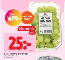 ICA Kvantum ICA Gröna kärnfria druvor i ask erbjuda